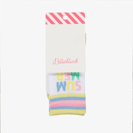 BILLIEBLUSH Girls white socks with colorful print