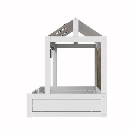 LIFETIME Kidsrooms Łóżko dziecięce Montessori 120x200 cm z konstrukcją dachową i barierkami ochronnymi