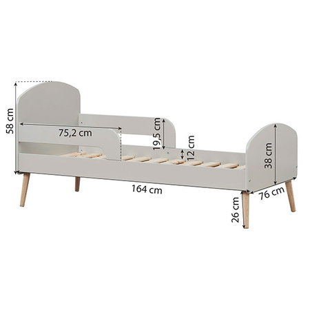 Hoppekids Hoppekids blend toddler bed grey 70x160cm