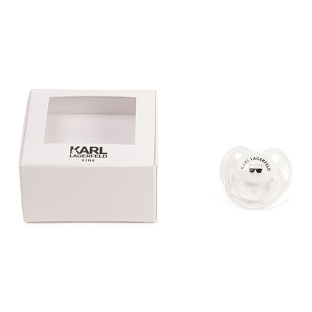 KARL LAGERFELD Kids Smoczek niemowlęcy biały z aplikacją kotka