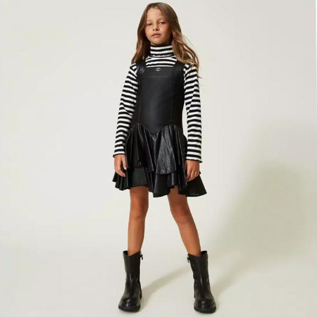 TWINSET Golf dziewczęcy w czarno-białe paski