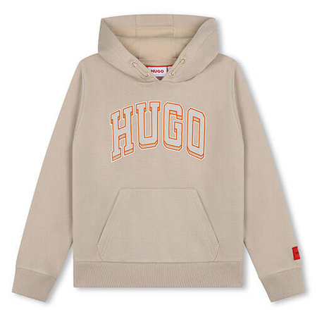 HUGO Boy's hooded sweatshirt with logo print, beige