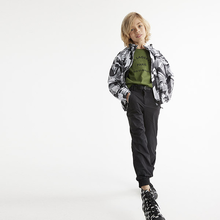 KARL LAGERFELD Kids Spodnie chłopięce z materiału czarne z kieszeniami na suwak