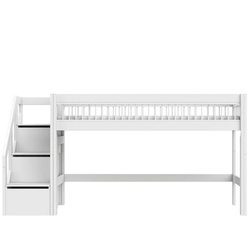 LIFETIME Kidsrooms Breeze Mid Sleeper Bed with stairs 90x200 cm, white
