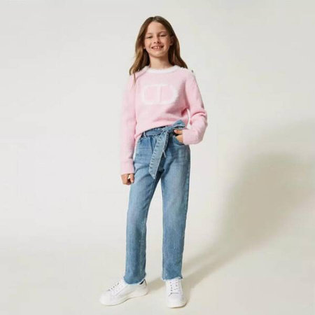 TWINSET Girls blue jeans with rhinestones