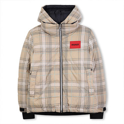 HUGO Reversible hooded coat, sand