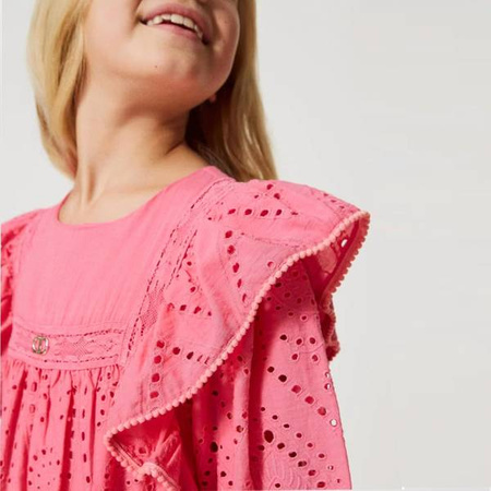 TWINSET Girls short muslin dress with broderie