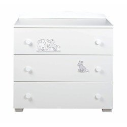 PICCI MILKY Komoda z trzema szufladami i szarą aplikacją