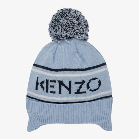 KENZO Kids Baby Boys Pom Pom hat in blue