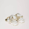 TWINSET Girls laminated leather sandals with Oval T, gold