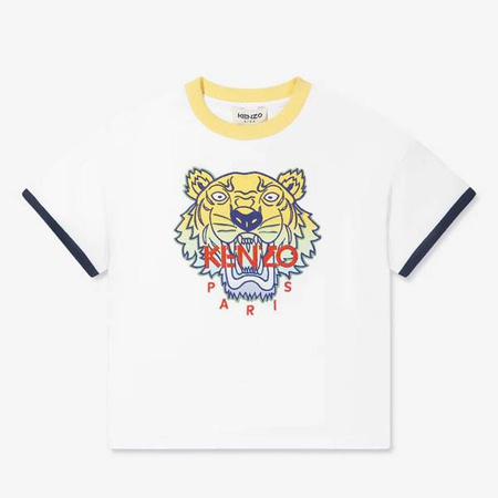 KENZO Kids T-shirt dziecięcy dla chłopca z krótkim rękawem Tiger biały
