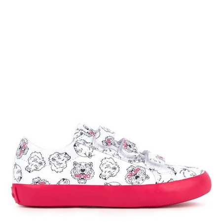 KENZO Kids White and fuchsia tiger trainers