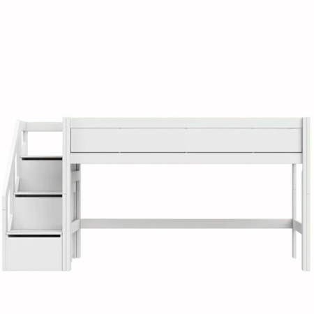 LIFETIME Kidsrooms Łóżko 90x200 cm niskie ze schodami 128 cm, białe