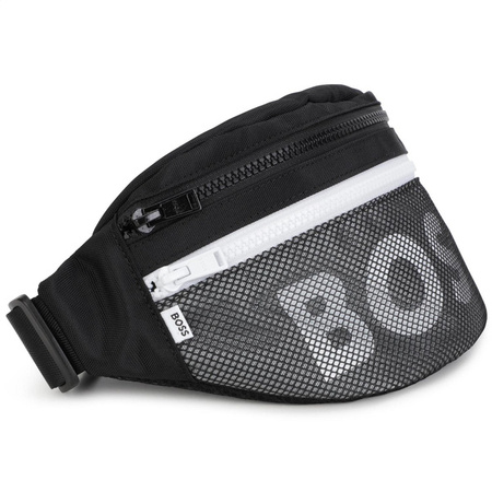 BOSS Kids Saszetka chłopięca nerka czarna z logo 28 cm