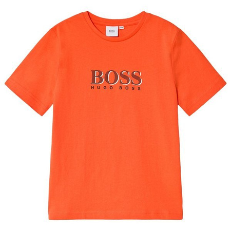 BOSS KIDS T-shirt chłopięcy z krótkim rękawem pomarańczowy