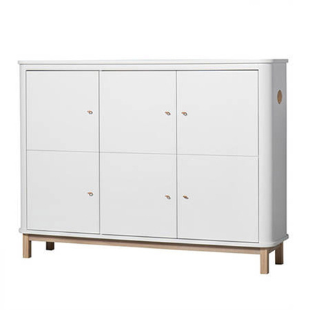 OLIVER FURNITURE Дитячий дерев'яний комод з 3 дверцятами, білий/дуб