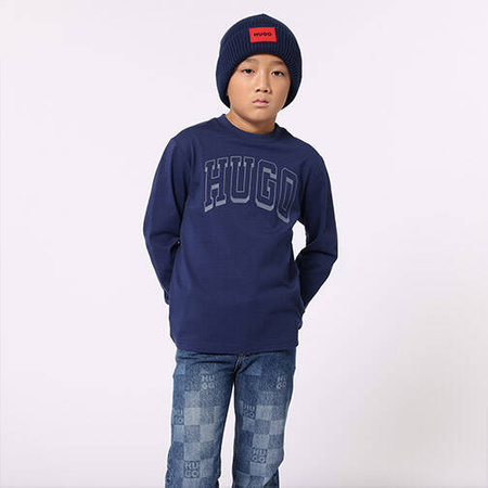 HUGO Boys long sleeves t-shirt with logo, blue