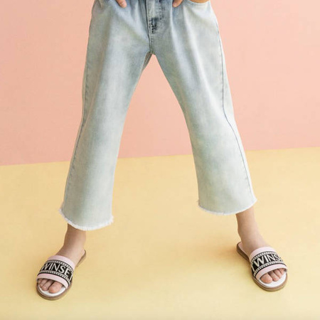 TWINSET Girls sandals pastel pink with black logo application