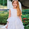 SARAH LOUISE Sukienka dla dziewczynki długa z falbanami biała