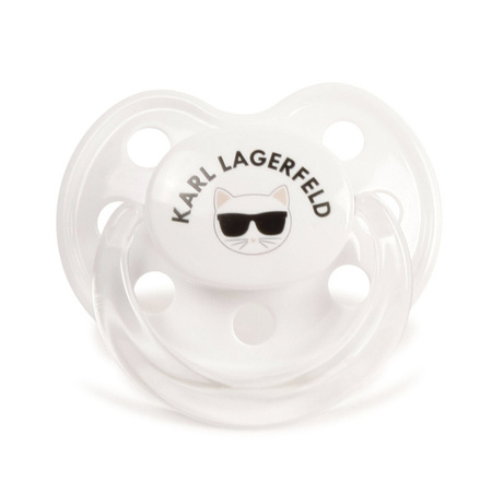 KARL LAGERFELD Kids Smoczek niemowlęcy biały z aplikacją kotka