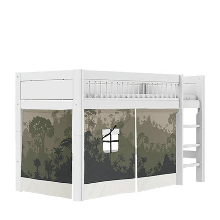 LIFETIME Kidsrooms Łóżko 90x200 cm niskie z drabinką 128 cm, białe