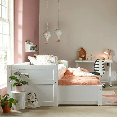 LIFETIME Kidsrooms Łóżko z szufladą i łóżkiem gościnnym 90x200, białe