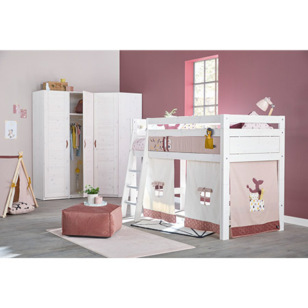 LIFETIME Kidsrooms  Szafa dziecięca trzydzwiowa z wieszakami półkami 150 cm, biała