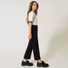 TWINSET Girls straight black trousers with oval T logo