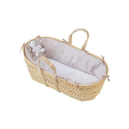 PICCI NeNe Palm basket with mattress and teddy bear light grey