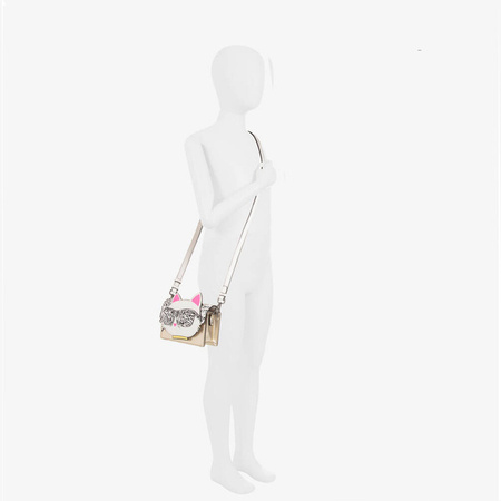 KARL LAGERFELD Kids MINI MI Сумка через плече для дівчинки у формі кота, золотого та білого кольору