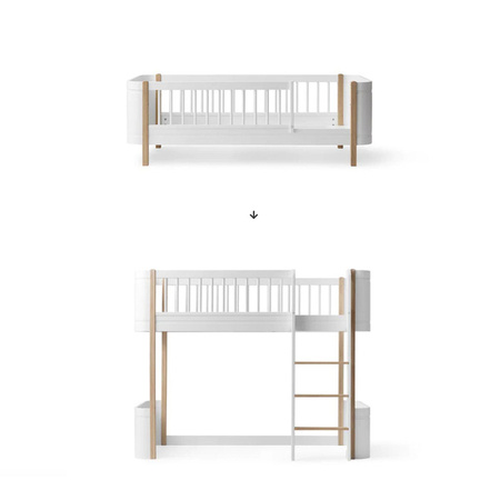  OLIVER FURNITURE Zestaw do przekształcenia łóżka Mini + Junior bed do łóżka Mini + loft loft, biały/dąb