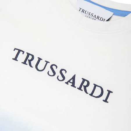 TRUSSARDI T-shirt dziecięcy dla chłopca z krótkim rękawem biało-błękitny