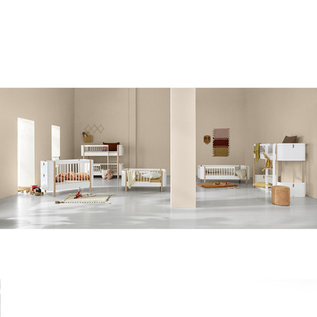 OLIVER FURNITURE WOOD MINI+ JUNIOR BED 68x162 cm, WHITE/OAK