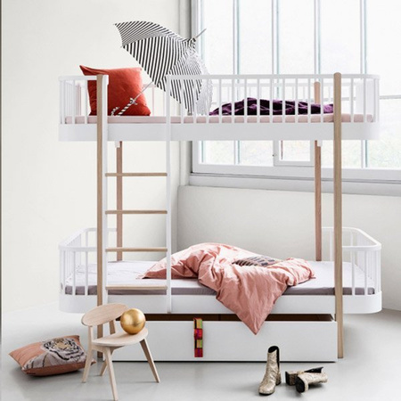  OLIVER FURNITURE Двоярусне ліжко Wood Original Bunk Loft 90x200 см, білий/дубовий колір