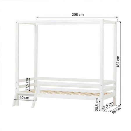  HOPPEKIDS  ECO Dream Łóżko dziecięce z baldachimem i schodkami 90x200 cm