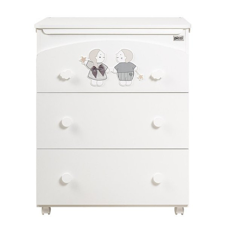 PICCI Lollipop Komoda dziecięca z 3 szufladami i wanienką biała