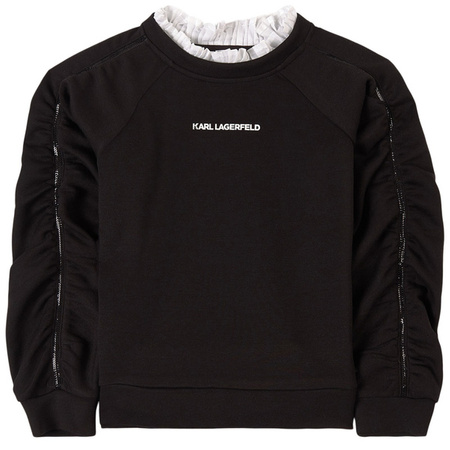 KARL LAGERFELD Kids Bluza dziewczęca z kołnierzykiem czarna