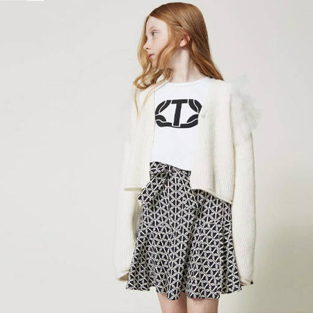 TWINSET Girls short skirt with oval T-charm, print