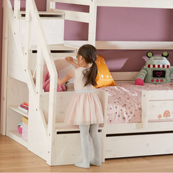 LIFETIME Kidsrooms Łóżko piętrowe niskie ze schodami 90x200 cm, białe