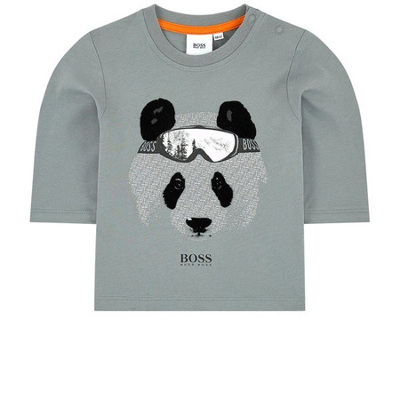 BOSS Kids T-shirt niemowlęcy dla chłopca z długim rękawem szary