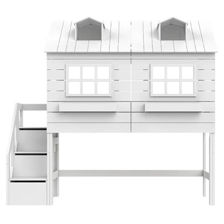 LIFETIME Kidsrooms Łóżko Mid Sleeper 128 cm z Domkiem - Lake House, białe