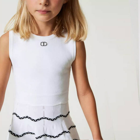 TWINSET Girls sleeveless jacquard logo dress, pink