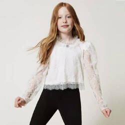 TWINSET Girls white lace blouse
