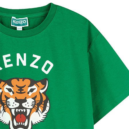 KENZO Kids T-shirt dziecięcy z nadrukiem Tiger, zielony