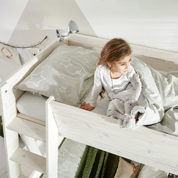 LIFETIME Kidsrooms Kid's Low Bunkbed with Ladder, whitewash