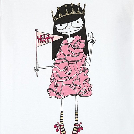LITTLE MARC JACOBS T-shirt biały z nadrukiem 