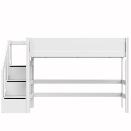 LIFETIME Kidsrooms Łóżko High Sleeper 152 ze schodkami 90x200 cm, białe