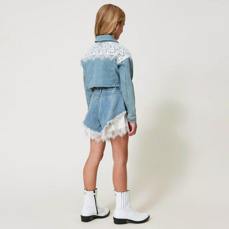 TWINSET Spodenki dziewczęce jeansowe z koronką