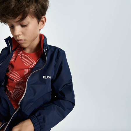 BOSS KIDS Boys Hooded Windbreaker in Navy