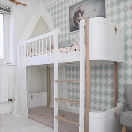  OLIVER FURNITURE Łóżko piętrowe Wood Mini + Low loft białe 70x160 cm